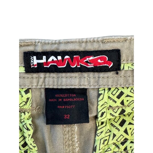 Vintage Tony Hawk Mens Cargo Shorts W/Belt 32 Beige 100% Cotton Casual Outdoor W - Picture 2 of 4